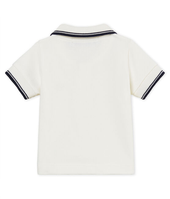 Polo manches courtes bébé garçon en piqué uni blanc MARSHMALLOW