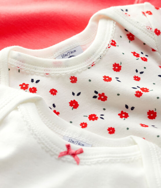 Set van 3 rompers met lange mouwen en bloemmotief voor babymeisjes, van biologisch katoen variante 1