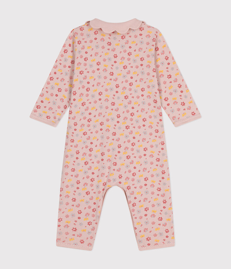 Pyjama sans pieds imprim&eacute; fleurs en coton b&eacute;b&eacute; rose/multicouleur