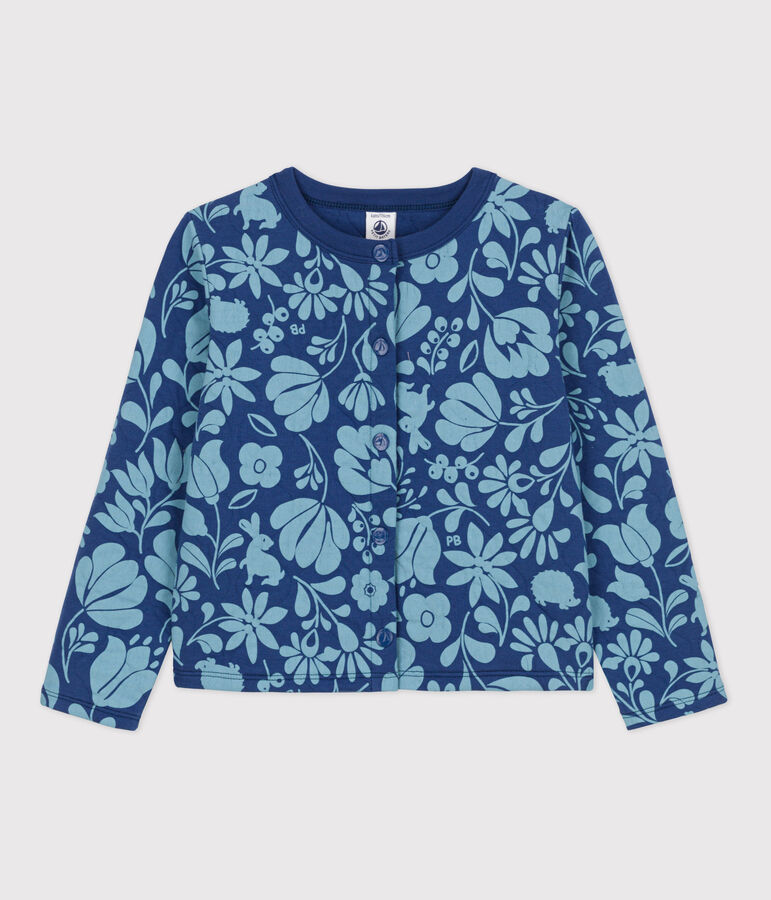 Vest in doorgestikte tubic met print voor meisjes blauw/blauw