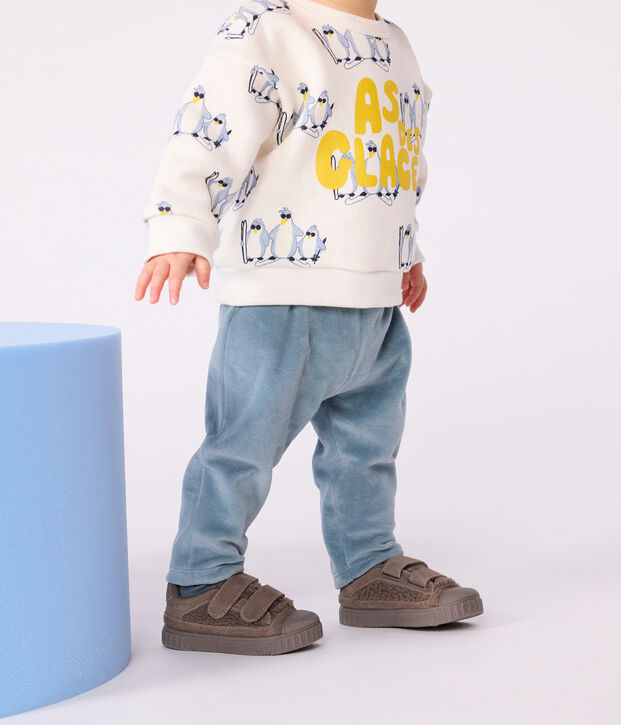 Sweatshirt b&eacute;b&eacute; en coton imprim&eacute; pingouins &eacute;cru/multicouleur