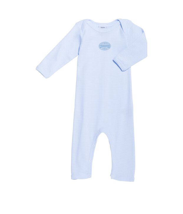 Lange babybody met milleraies-strepen voor jongens blauw/wit