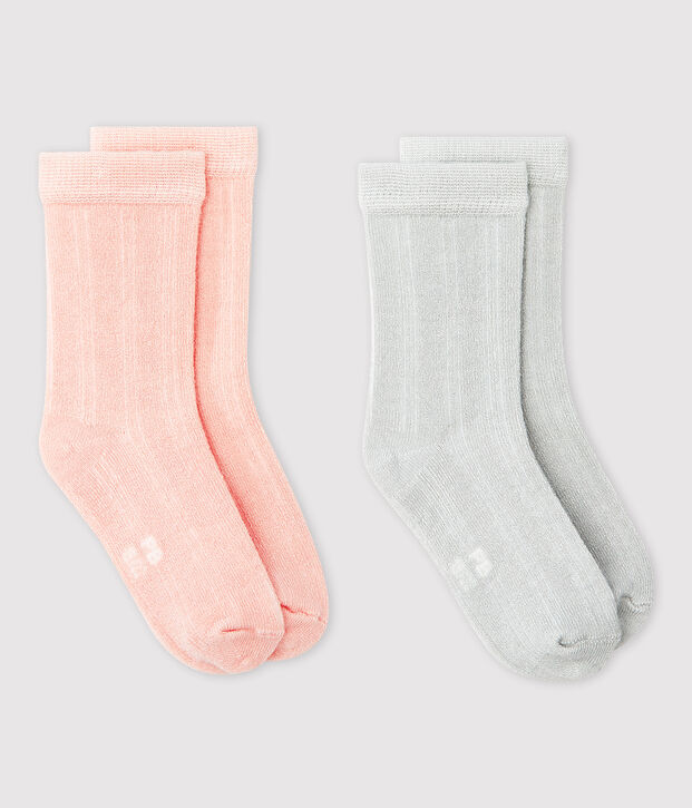 Set van 2 paar gestreepte sokken voor baby meisje multicouleur