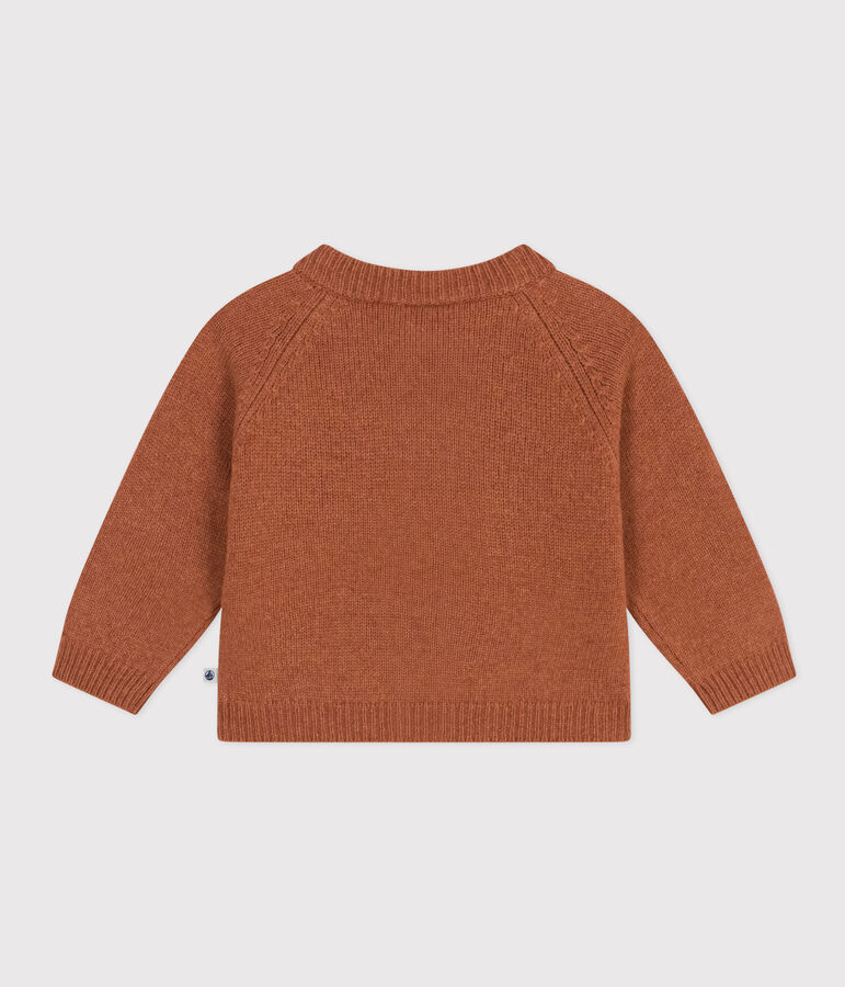 Cardigan en tricot de laine et nylon recycl&eacute; b&eacute;b&eacute; marron