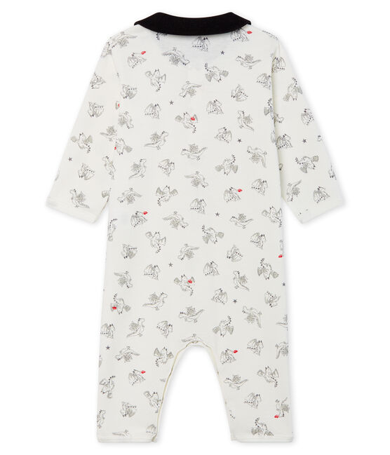 Slaappakje zonder voetjes van ribstof babyjongen wit MARSHMALLOW/ MULTICO CN