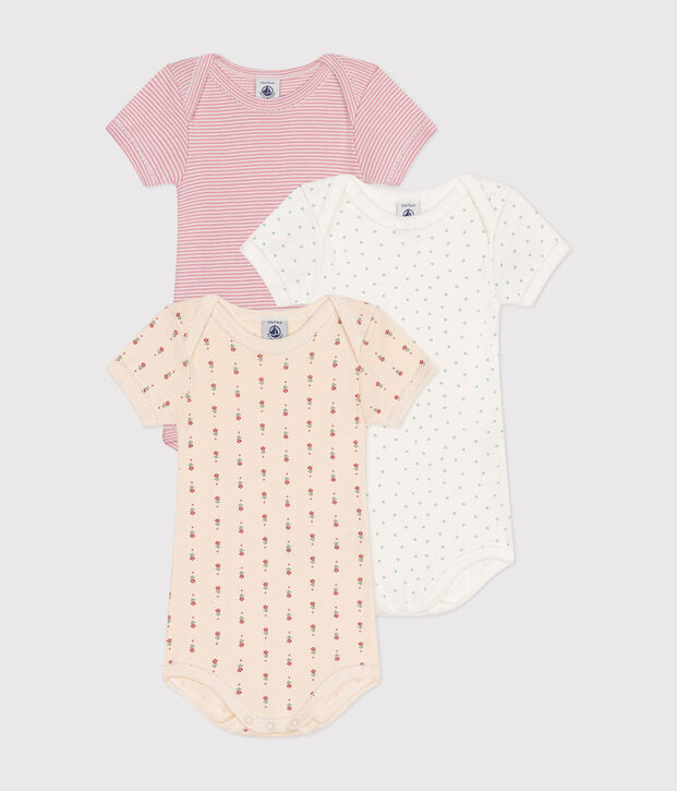 Set van 3 katoenen body's met korte mouwen voor baby's multicouleur