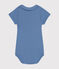 Katoenen body met korte mouw en Peter Pan-kraagje voor baby's blauw BEACH
