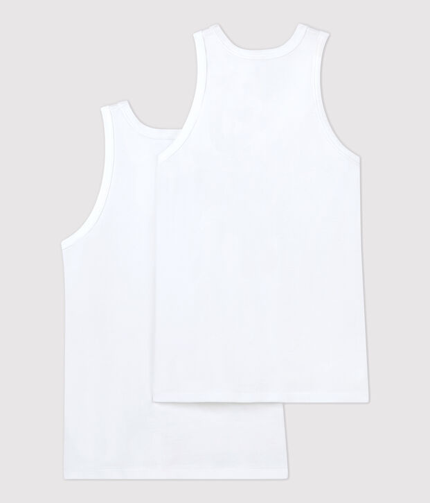 Lot de 2 d&eacute;bardeurs blancs gar&ccedil;on en coton biologique multicouleur