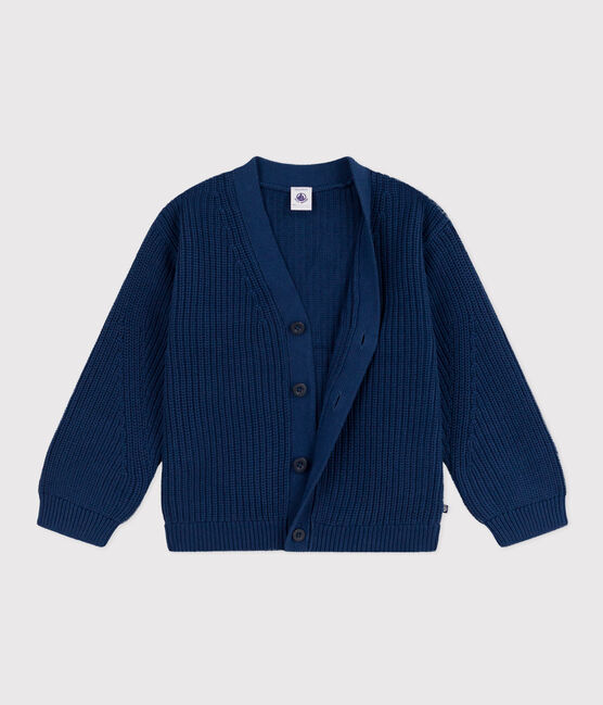 Katoenen geribde meisjescardigan blauw INCOGNITO