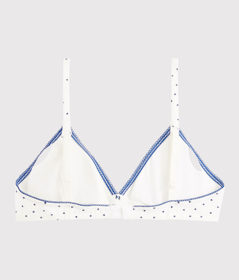 Soutien-gorge padd&eacute; mini c&oelig;urs fille blanc/bleu