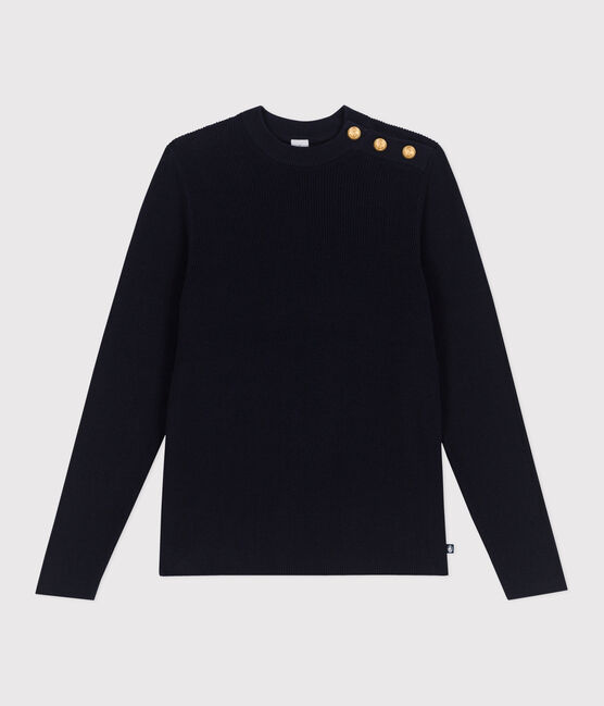 Effen katoenen marinetrui voor dames blauw SMOKING