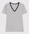 L'Iconique, gestreept katoenen T-shirt met V-hals voor dames wit MARSHMALLOW/blauw SMOKING