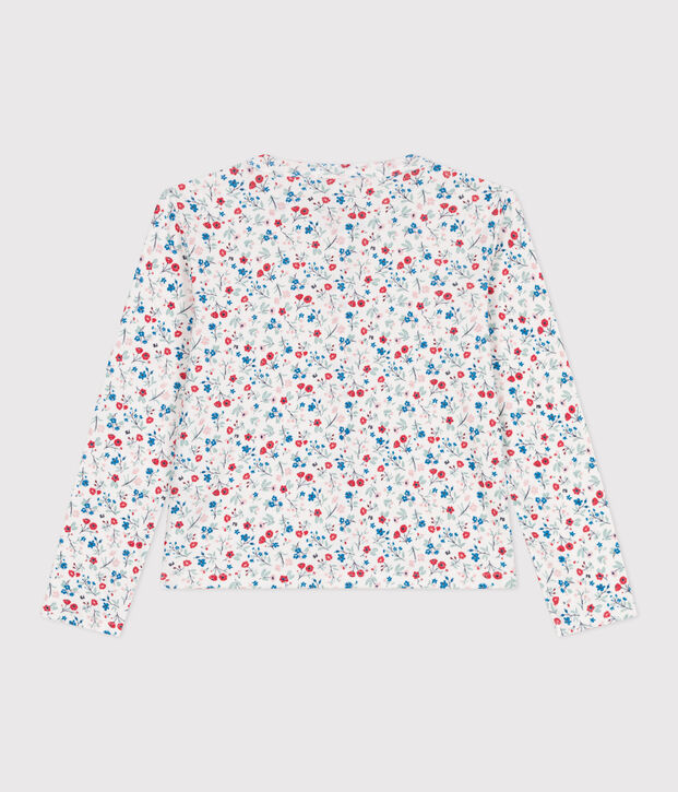 Katoenen kindercardigan met bloemenprint wit/multicouleur