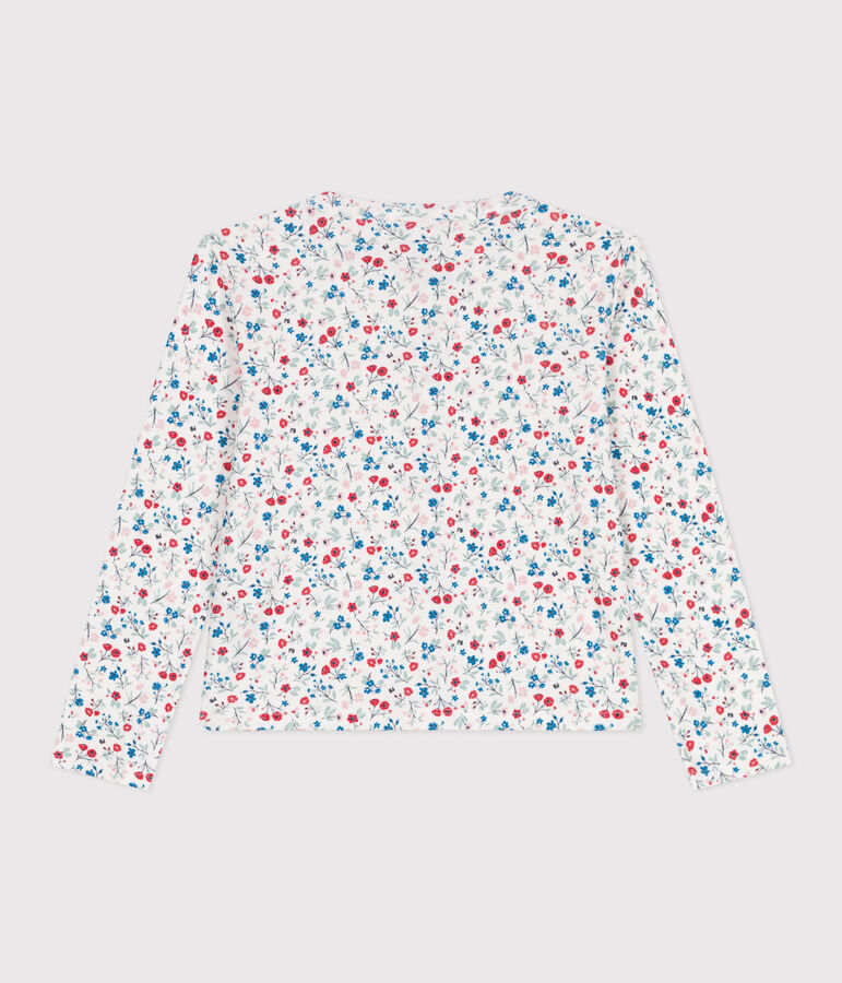 Katoenen kindercardigan met bloemenprint wit/multicouleur