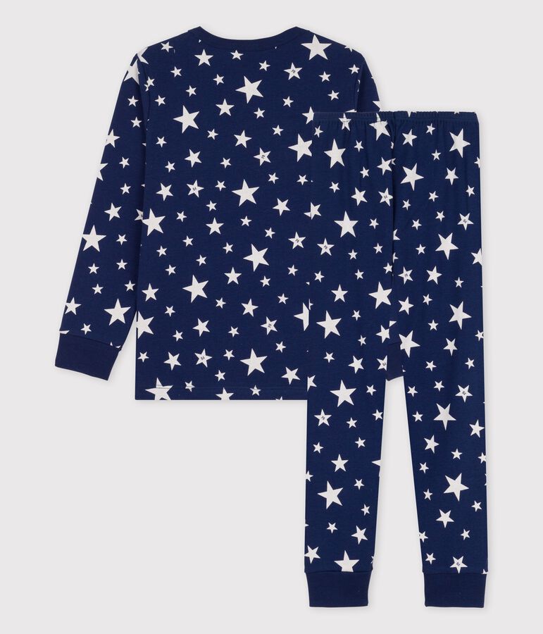 Pyjama &eacute;toiles en coton enfant bleu/blanc