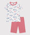 Pyjama short enfant en coton mi-long imprimé Paris blanc MARSHMALLOW/blanc MULTICO