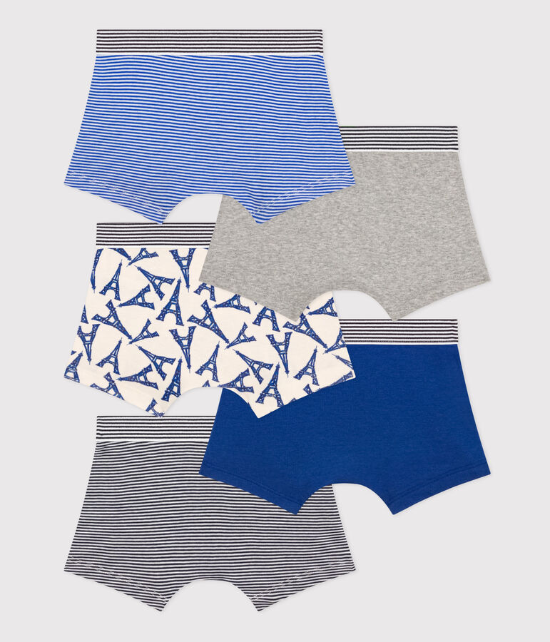 Lot de 5 boxers Paris en coton petit gar&ccedil;on multicouleur