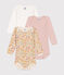 Set van 3 katoenen babybody's met lange mouwen met bloemenprint variante 1