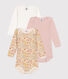 Set van 3 katoenen babybody's met lange mouwen met bloemenprint