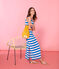 Jurk zonder mouwen voor vrouwen blauw RIYADH/wit MARSHMALLOW