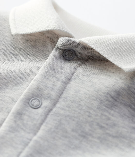 Body manches courtes col polo en coton bio bébé gris BELUGA CHINE