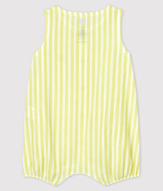 Combicourt à rayures jaunes bébé en popeline de coton biologique jaune JAUNE/blanc MARSHMALLOW