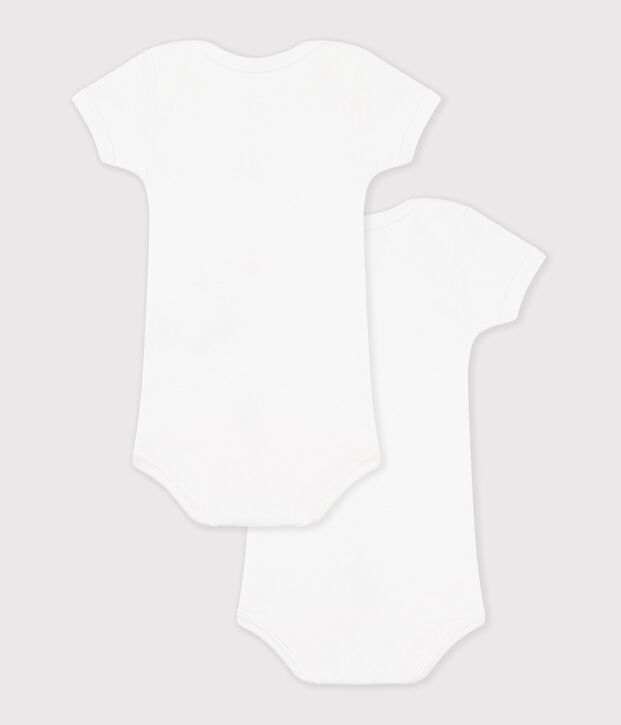 Lot de 2 bodies blancs manches courtes b&eacute;b&eacute; multicouleur