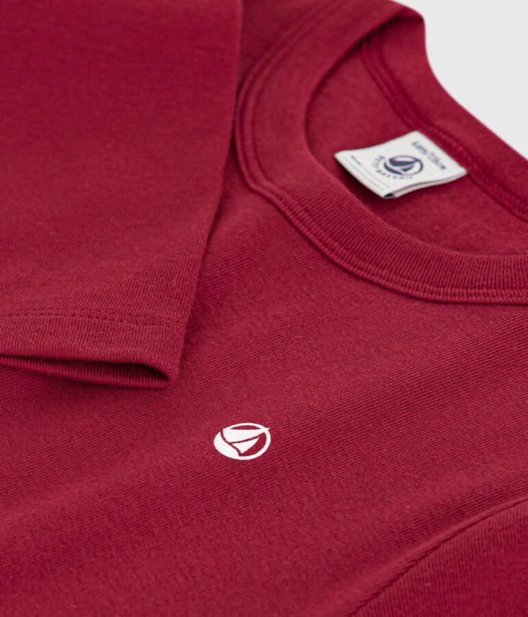 Effen katoenen T-shirt met lange mouwen voor kinderen rood