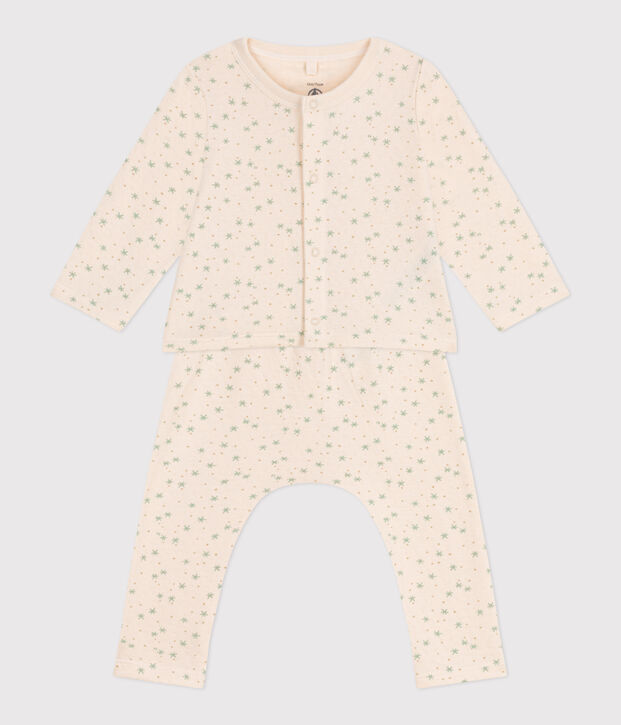 Tweedelig katoenen babysetje ecru/multicouleur