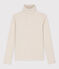 L'ICONIQUE, T-shirt van jacquardstof met rolkraag beige MONTELIMAR CHINE