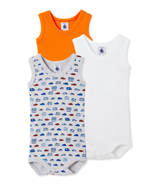 Lot de 3 bodies bébé garçon sans manches blanc .