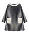 Robe manches longues enfant fille bleu SMOKING/beige COQUILLE
