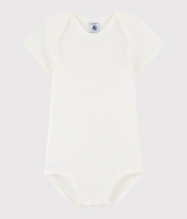 Rompertje met korte mouwen babymeisje wit Lait