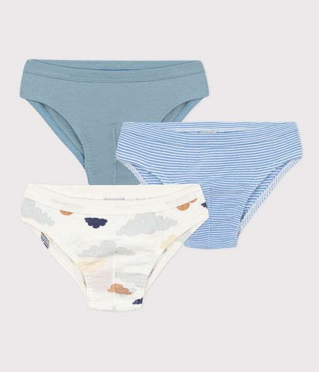 Lot de 3 slips nuages en coton petit gar&ccedil;on multicouleur