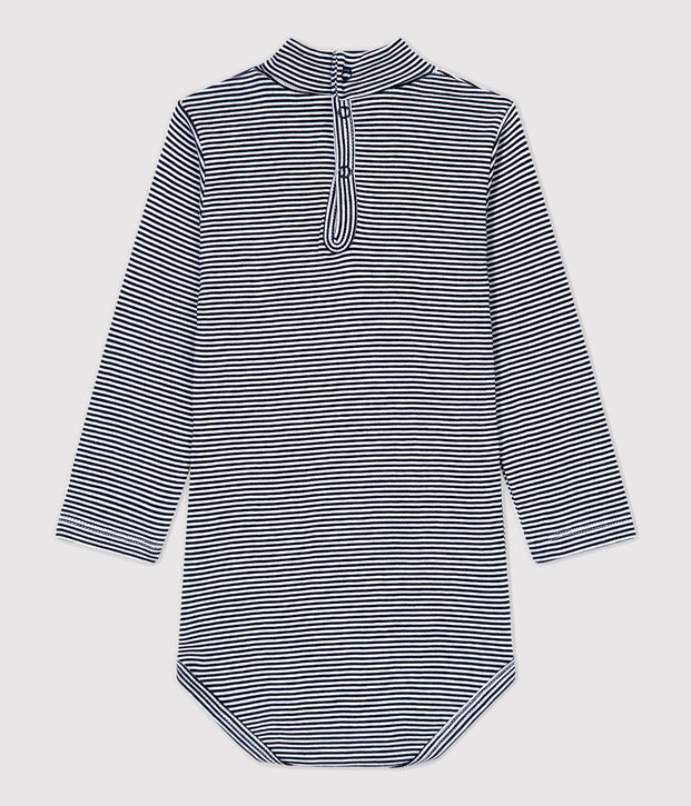 Body en coton b&eacute;b&eacute;. bleu/blanc