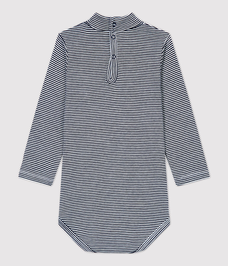 Body en coton b&eacute;b&eacute;. bleu/blanc