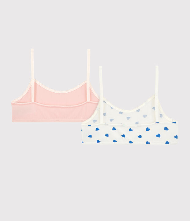 Lot de 2 brassi&egrave;res c&oelig;urs fille en coton et &eacute;lasthanne multicouleur