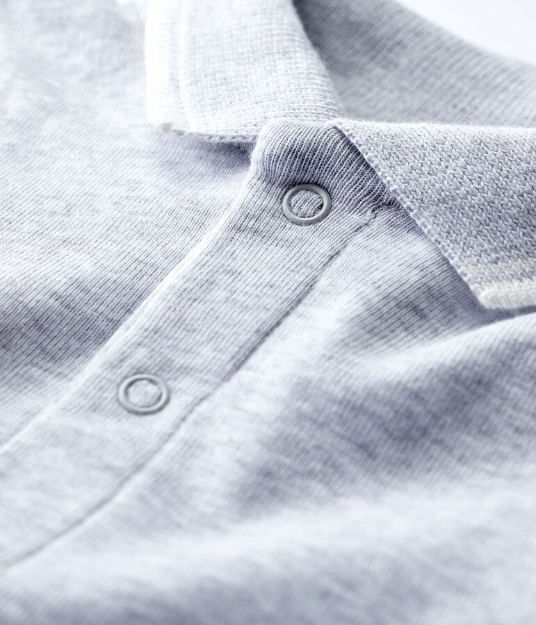 Katoenen body met polokraagje en korte mouwen voor baby's grijs POUSSIERE CHINE