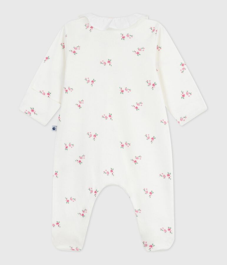 Pyjama b&eacute;b&eacute; en coton &agrave; col fleuri blanc/multicouleur