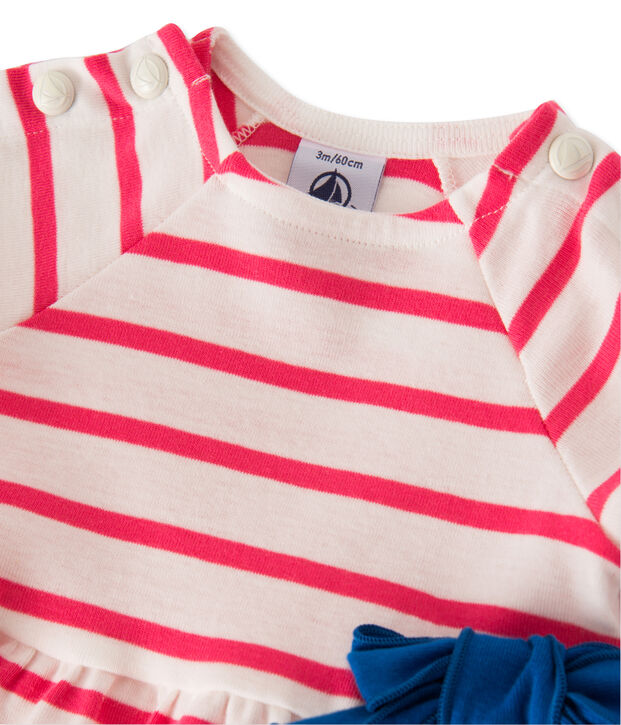 Robe b&eacute;b&eacute; fille ray&eacute;e wit/roze