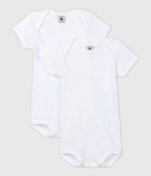 Set van 2 witte rompertjes met korte mouwen voor baby multicouleur