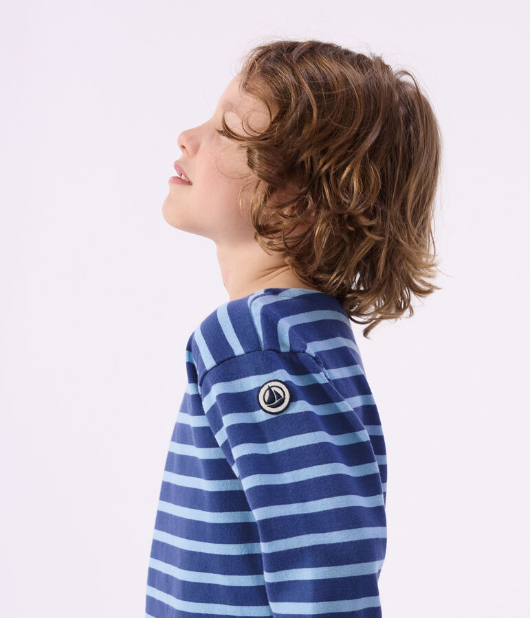 Katoenen gestreept marineshirt voor kinderen blauw/blauw