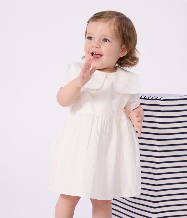 Robe b&eacute;b&eacute; en coton manches courtes et son bloomer blanc