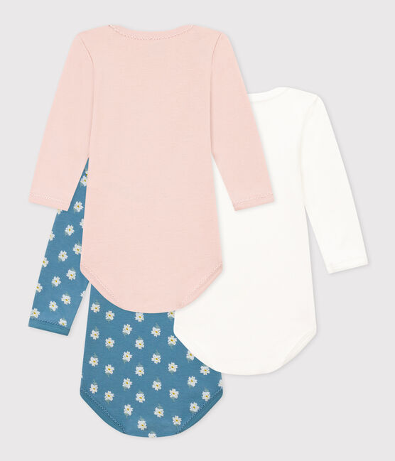 Lot de 3 bodies manches longues à fleurs bébé en coton variante 1