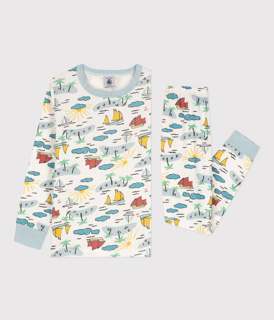 Pyjama explorateur en coton enfant blanc MARSHMALLOW/blanc MULTICO