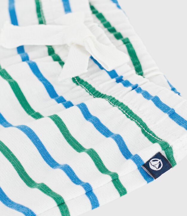 Tweekleurige gestreepte babyshort van katoen wit/multicouleur