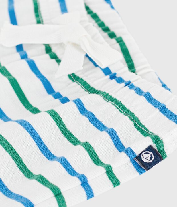 Tweekleurige gestreepte babyshort van katoen wit/multicouleur