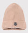 Bonnet en tricot doublé en polaire enfant garçon-fille rose SALINE