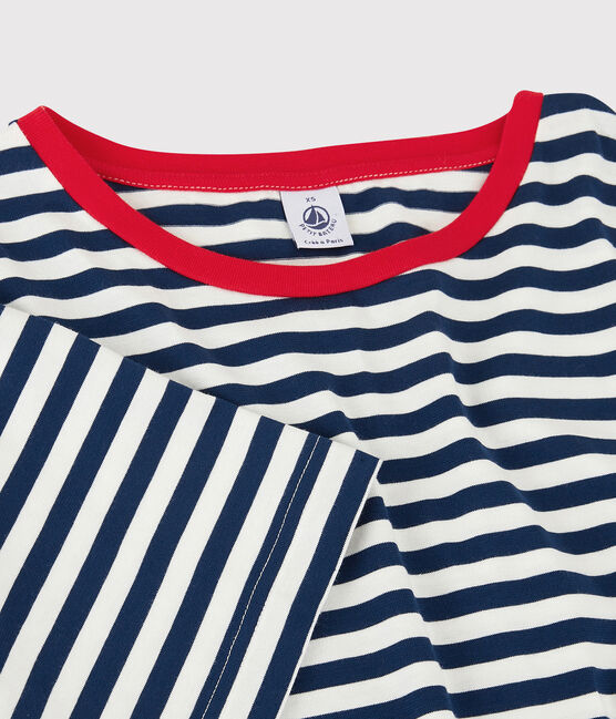 Tee-shirt LE BOXY en coton Femme bleu MEDIEVAL/blanc MARSHMALLOW