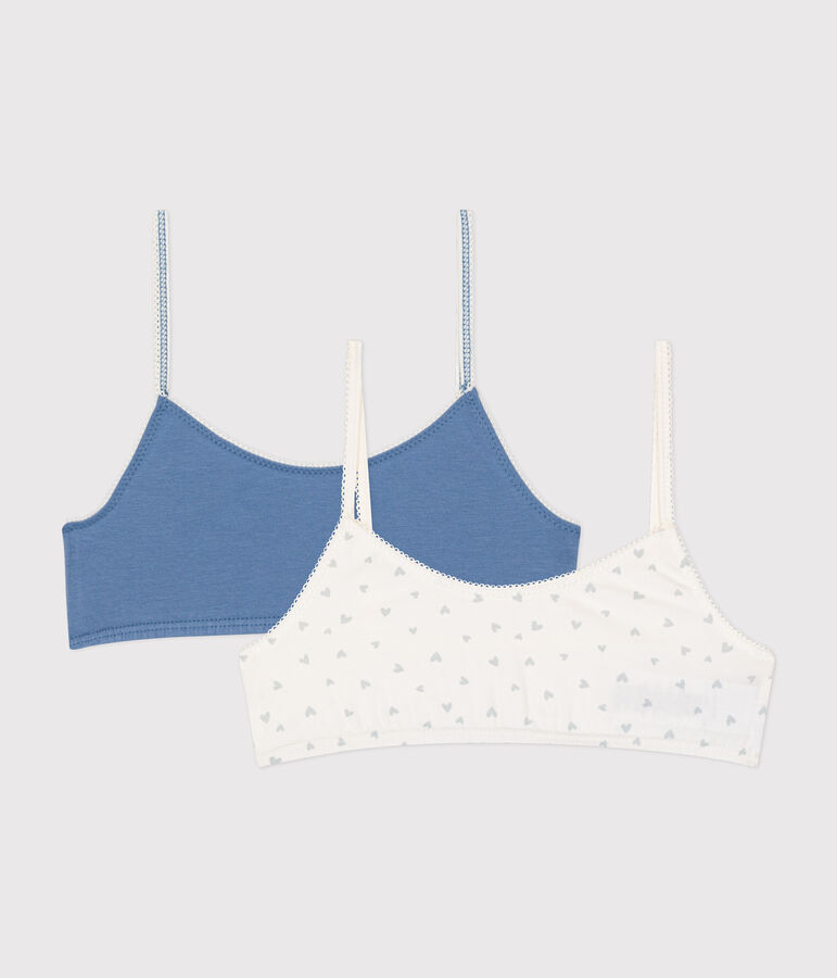 Lot de 2 brassi&egrave;res c&oelig;ur en coton et &eacute;lasthanne enfant variante 1